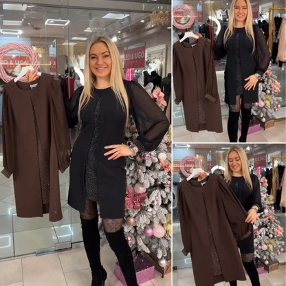 Uhke midikleit sädeleva dekolteekaunistusega