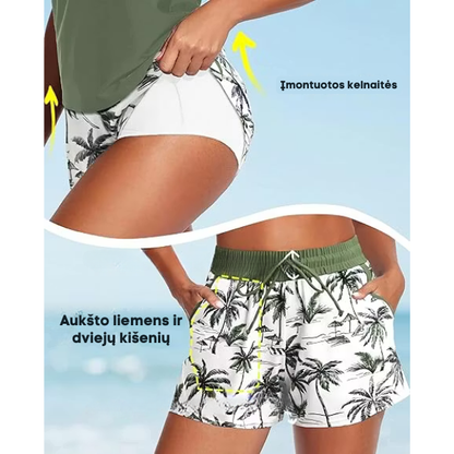 3-osaline ujumiskomplekt lühikeste pükste ja vaba pluusiga